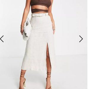 & Other Stories belted mini skirt in natural linen